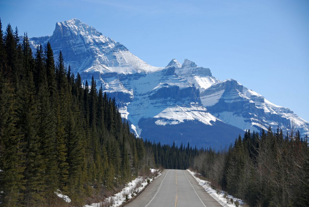 07 Mount Murchison North, Gest Tower and Fuez Tower From Beyond Saskatchewan River Crossing On Icefields Parkway